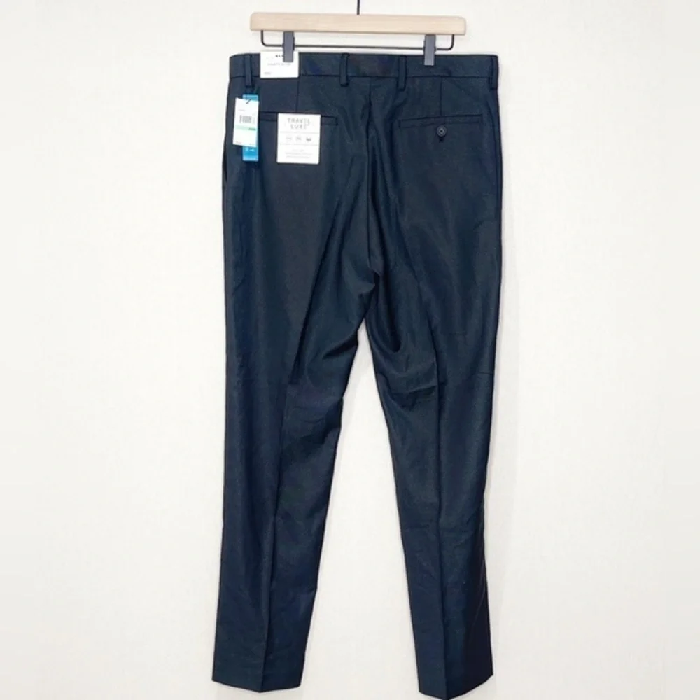 Perry Ellis 34x32 Flat Front Slim Fit‎ Dark Brown Mens Dress Pants